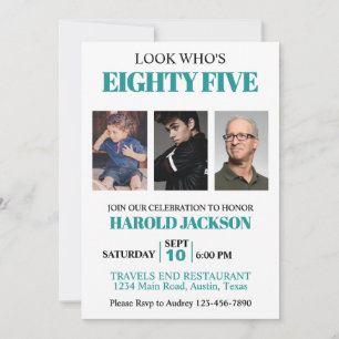 Invitation Photo pour 85e anniversaire ou tout autre âge