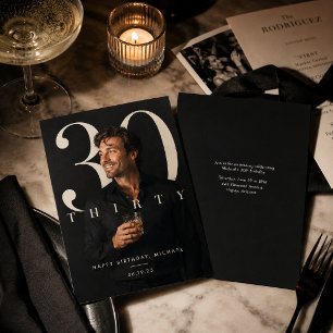 Invitation photo pour anniversaire moderne et marq