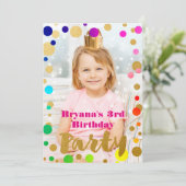 Invitation photo pour fête d'anniversaire avec poi (Debout devant)