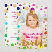 Invitation photo pour fête d'anniversaire avec poi (Devant / Derrière)