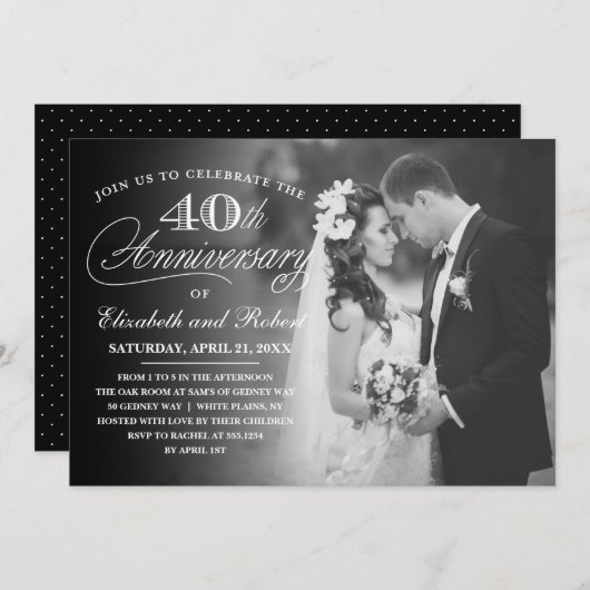 Invitation photo pour la fête du 40e anniversaire  (Devant / Derrière)