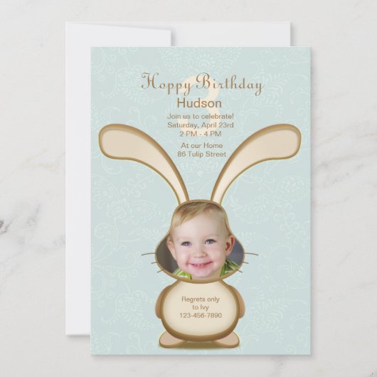 Invitation photo pour l'anniversaire de Bunny (Devant)