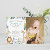 Invitation photo pour l'anniversaire de la jungle (Debout devant)