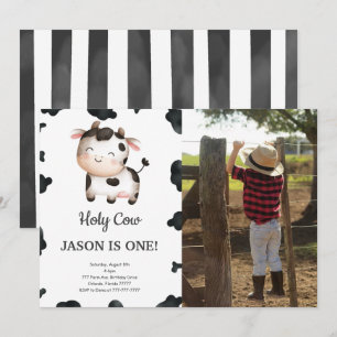 Invitation photo pour l'anniversaire de la vache-g