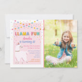 Invitation photo pour l'anniversaire de Llama Pink (Devant)