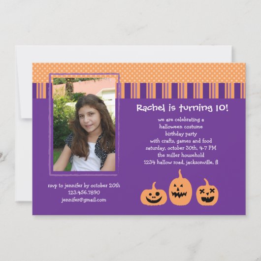 Invitation photo pour l'anniversaire d'Halloween (Devant)