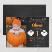 Invitation photo pour l'anniversaire d'Halloween (Devant / Derrière)