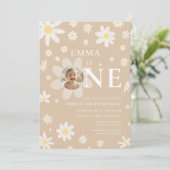 Invitation photo pour le 1er anniversaire Beige Da (Debout devant)