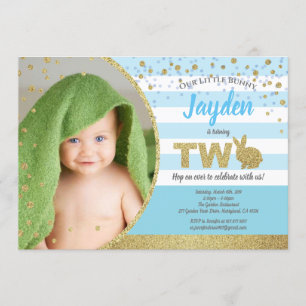 Invitation photo pour le 2e anniversaire de lapin 