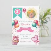 Invitation photo pour le premier anniversaire (Debout devant)