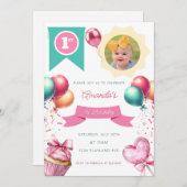 Invitation photo pour le premier anniversaire (Devant / Derrière)