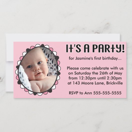 Invitation photo pour le premier anniversaire (Devant)