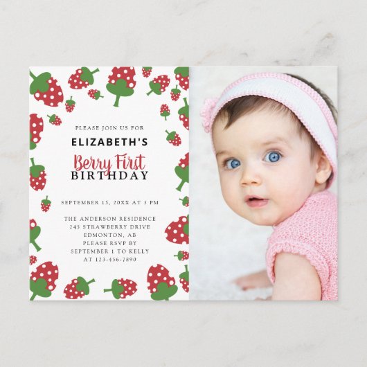 Invitation photo pour le premier anniversaire de B (Devant)