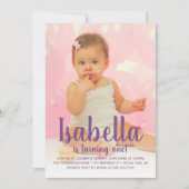 Invitation Photo pour le premier anniversaire de fille violet (Devant)