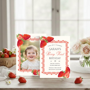 Invitation photo pour le premier anniversaire Red