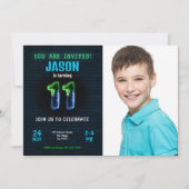 Invitation photo pour les 11 ans d'un garçon (Devant)