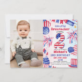Invitation Photo pour les 2 ans de Little Firecracker le 4 ju (Devant)