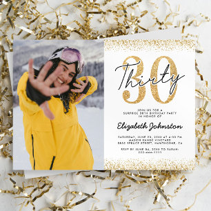 Invitation photo pour les 30 ans en or blanc