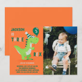 Invitation photo pour les 3 ans de Dinosaur Three  (Devant / Derrière)