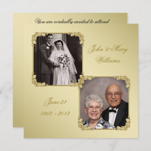 Invitation photo pour les 50 ans de mariage (Devant / Derrière)