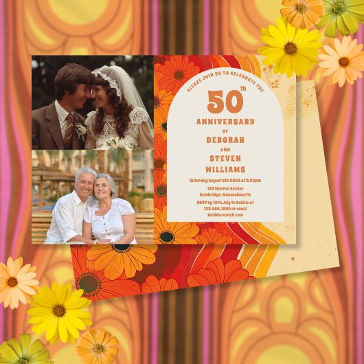 Invitation photo pour les 50 ans de mariage dans l