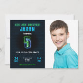 Invitation photo pour les 5 ans d'un garçon (Devant)