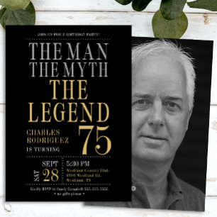 Invitation Photo pour les 75 ans - L'homme La légende Le myth