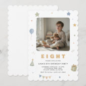 Invitation photo pour les 8 ans d'un garçon (Devant / Derrière)