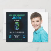 Invitation photo pour les 8 ans d'un garçon (Devant)