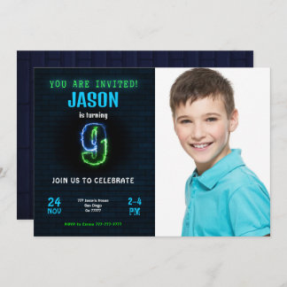 Invitation photo pour les 9 ans d'un garçon