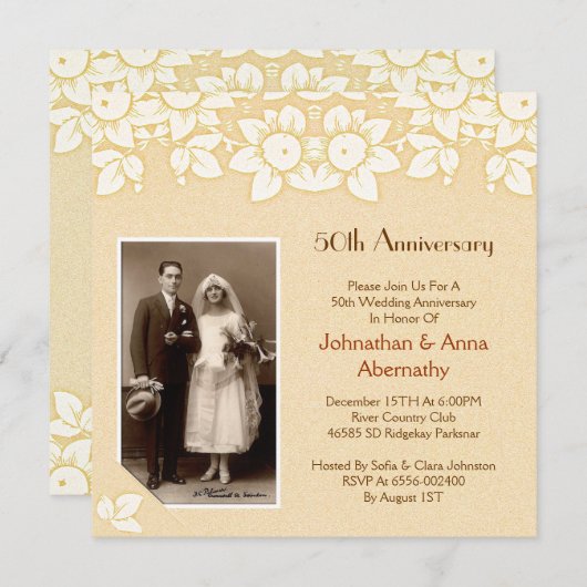 Invitation photo pour les noces d'or (Devant / Derrière)