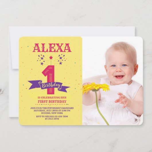 Invitation photo pour un anniversaire (Devant)