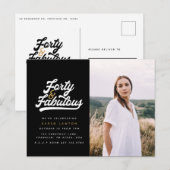 Invitation photo pour une fête d'anniversaire : 40 (Devant / Derrière)