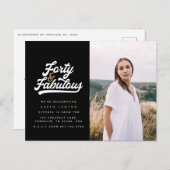 Invitation photo pour une fête d'anniversaire 40 a (Devant / Derrière)