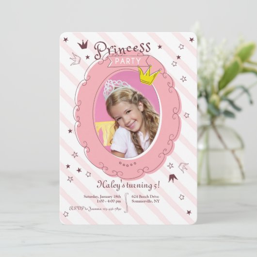 Invitation Photo pour une Fête de Princesse (Debout devant)