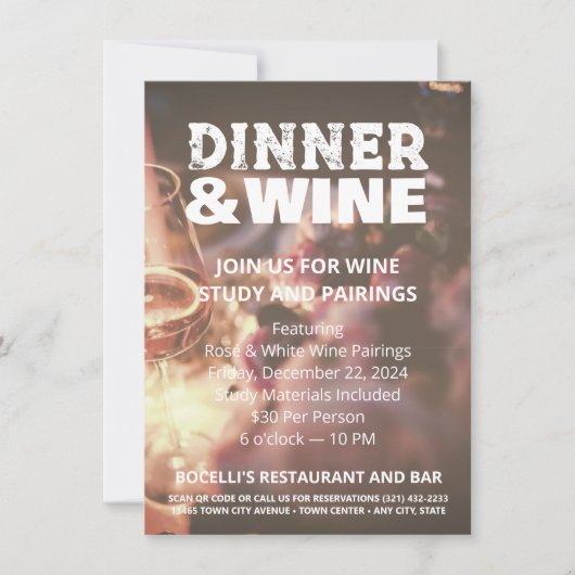 Invitation Photo pour une Soirée Dîner et Vin de C (Devant)