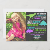 Invitation Photo pourpre verte turquoise d'anniversaire de (Devant)