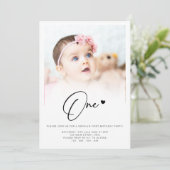 Invitation Photo Premier Anniversaire Un Coeur mignon Lovely (Debout devant)