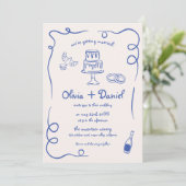 Invitation Photo prise à la main QR Code Mariage Whimsical bl (Debout devant)