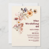 Invitation Photo QR Code Boho Automne Fleur sauvage Mariage (Devant)
