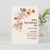 Invitation Photo QR Code Boho Automne Fleur sauvage Mariage (Debout devant)