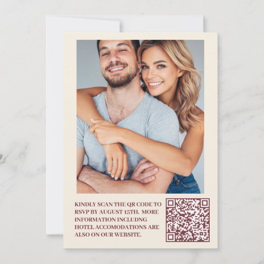 Invitation Photo QR Code Boho Automne Fleur sauvage Mariage (Dos)