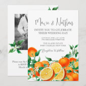 Invitation Photo QR Code Boho Orange Blossom Mariage (Devant / Derrière)