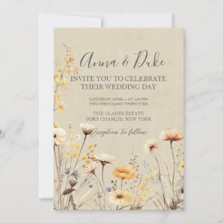 Invitation Photo QR Code Dainty Mariage Fleur sauvage