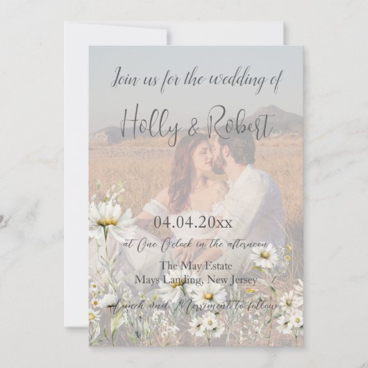 Invitation Photo QR Code Daisy Mariage (Devant)