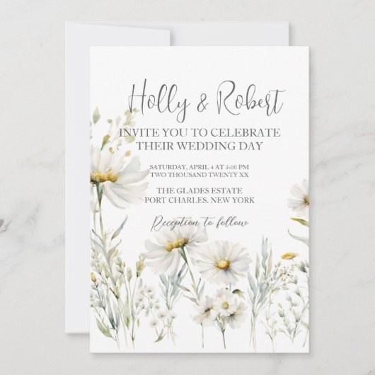 Invitation Photo QR Code Daisy Mariage (Devant)