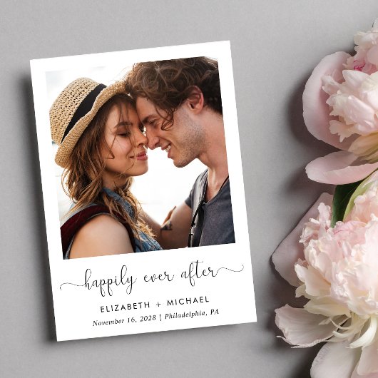Invitation Photo QR Code de mariage pour un "Happily Ever Aft