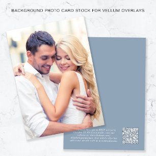 Invitation Photo QR Code Dusty Blue Arrière - plan Vellum Ove