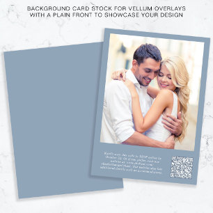 Invitation Photo QR Code Dusty Blue Arrière - plan Vellum Ove
