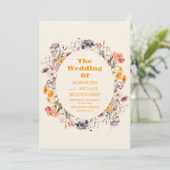 Invitation Photo QR Code Fleur sauvage Wreath Mariage de verd (Debout devant)